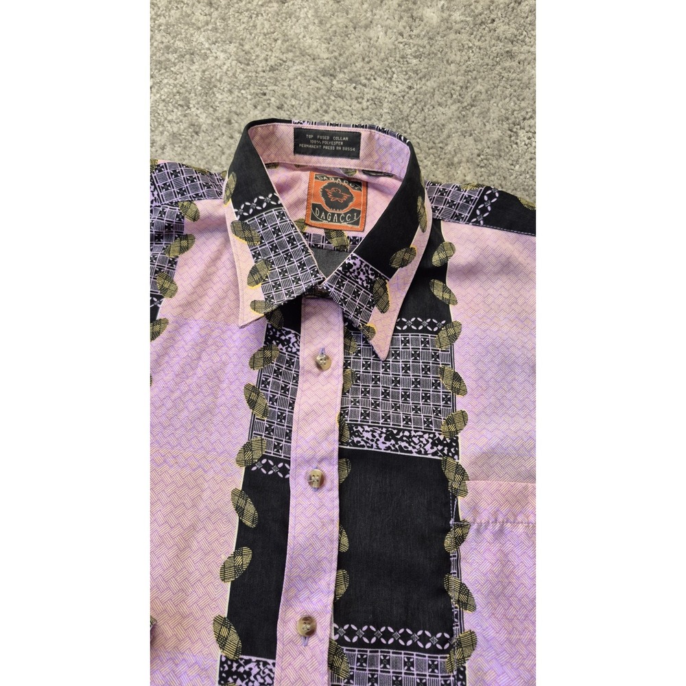 Dagacci Long Sleeve shirt Mens Large 16-16.5  Pink Black Stripe‎ Pattern - Picture 9 of 12